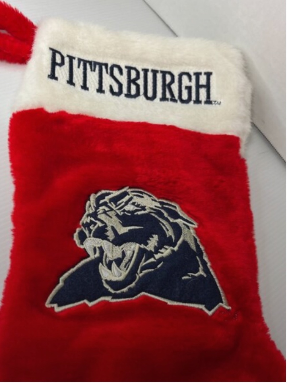 Vintage Embroidered University of Pittsburgh Panthers Christmas Stocking